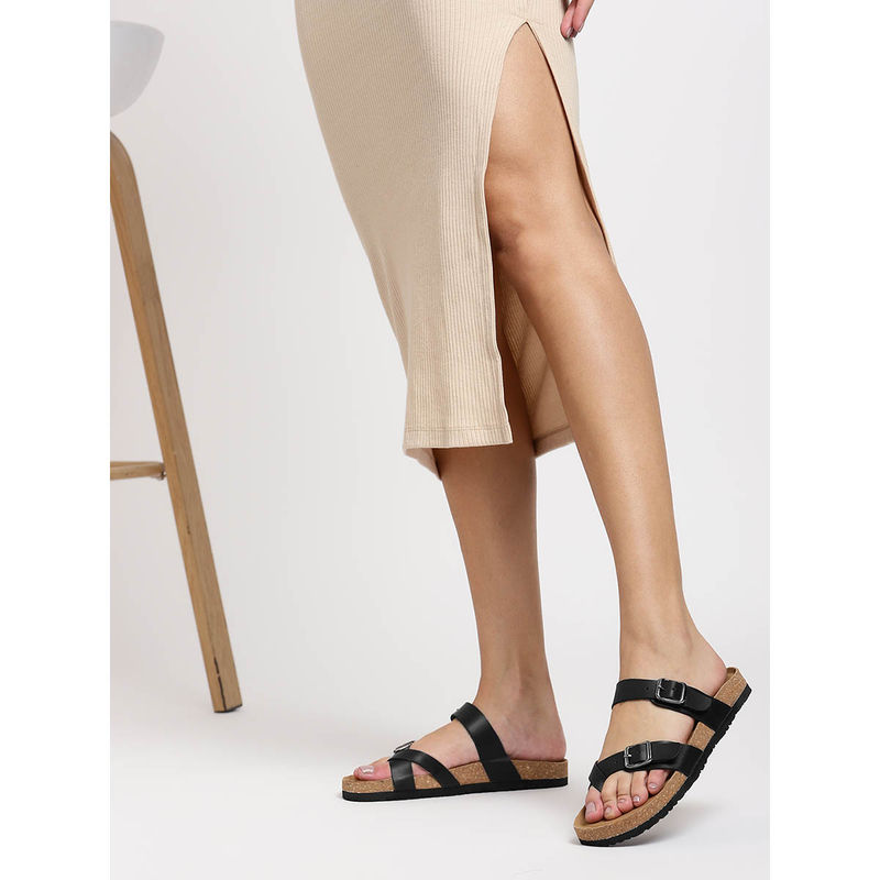 Truffle Collection Black Solid Sandals (UK 6)