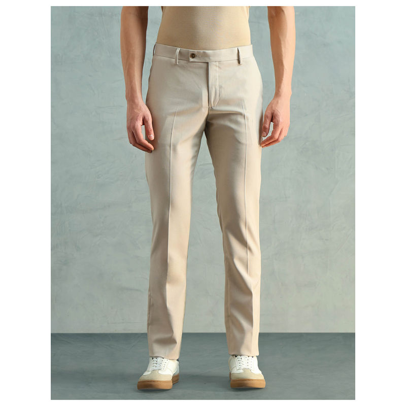 Arrow Mens Straight Beige Formal Trouser (34)