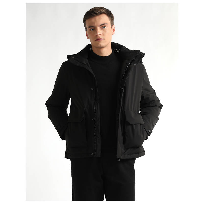 Arrow Sports Men's Detachable Hood Regular Fit Jacket (L)