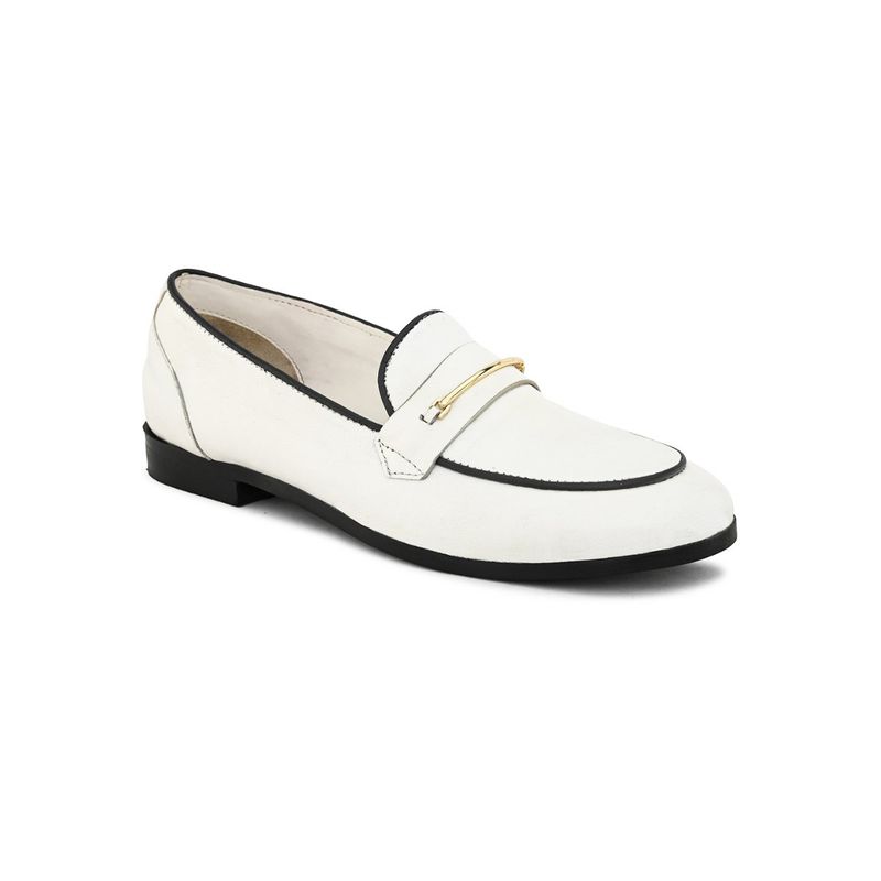 CARLO ROMANO Women White Leather Slip On Loafers (UK 6)