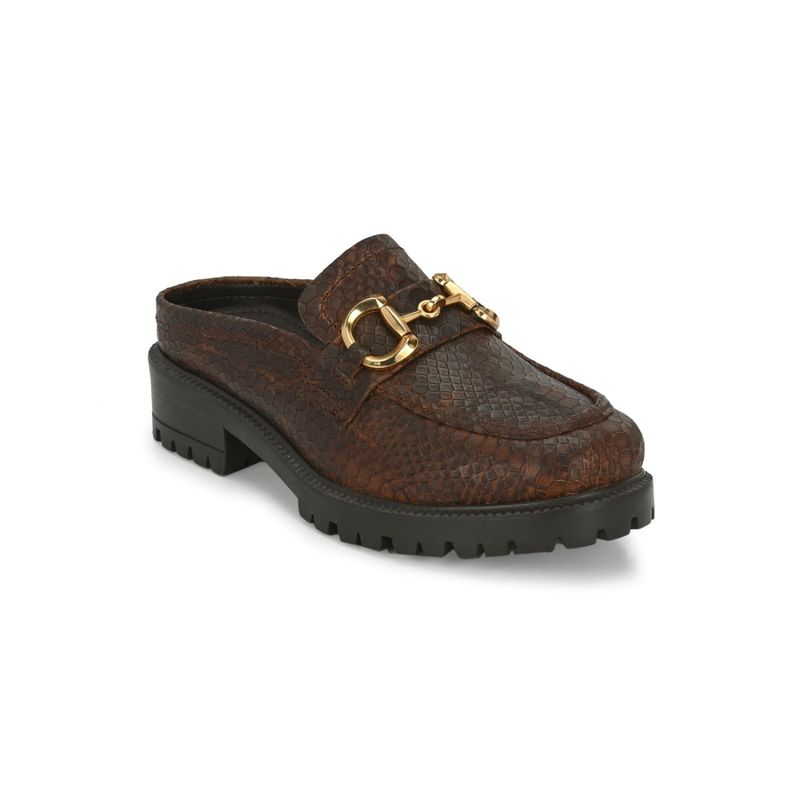 CARLO ROMANO Women Brown Leather Slip On Mules (UK 5)