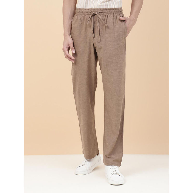 Fabindia Brown Cotton Comfort Fit Drawstring Pyjama (36)