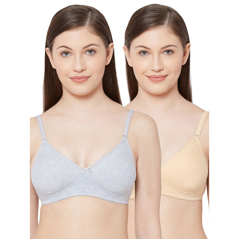 Juliet Womens Soft Padded Non Wired Bra Combo 1030 Skin Grey (32B)