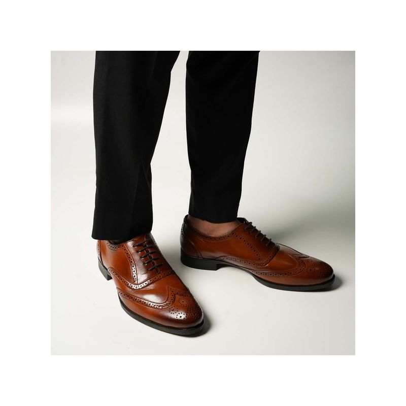 Monkstory Wingtip Lace-Up Brogues - Rich Tan (UK 7)
