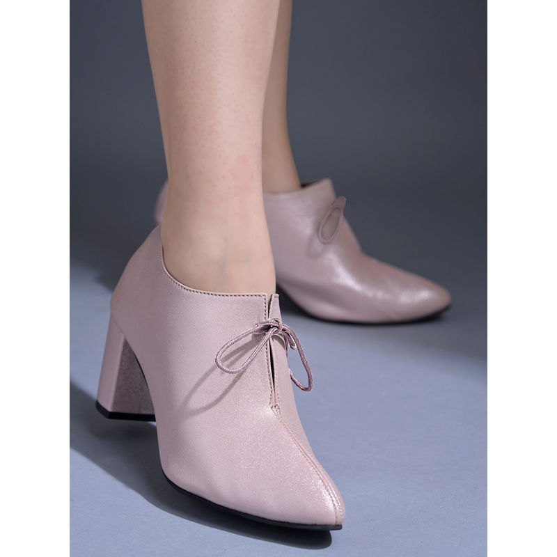 Shoetopia Solid Pointed Toe Peach Pumps (EURO 36)