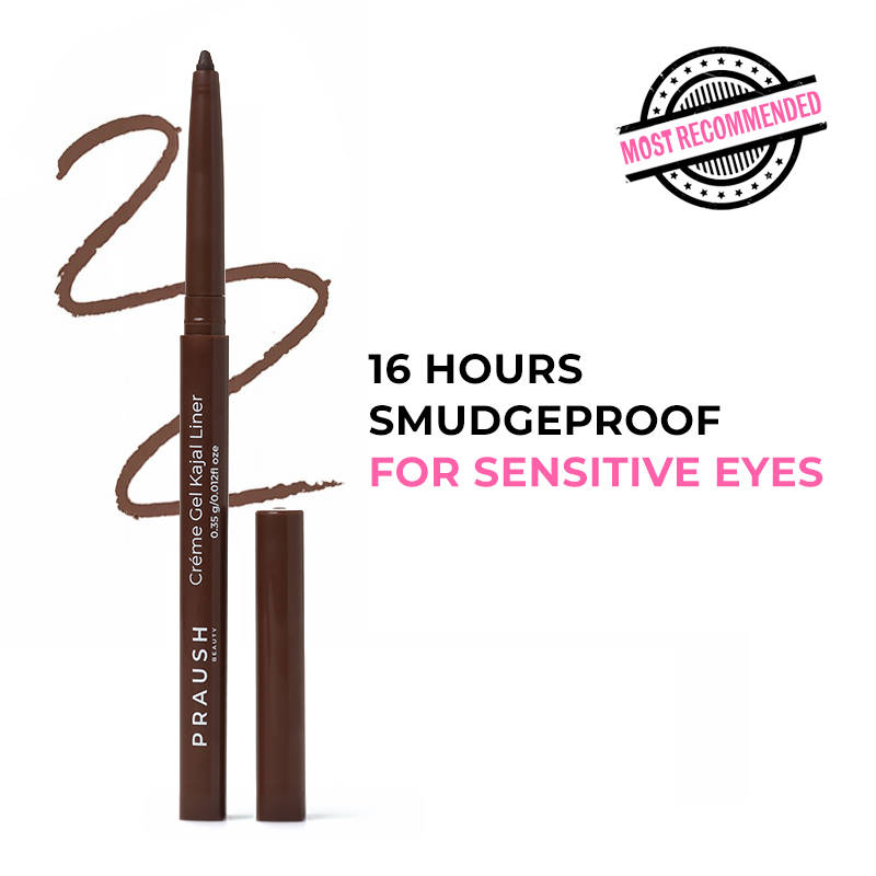 Praush Beauty Waterproof and Smudgeproof Crème Gel Kajal Eyeliner Eye Pencil- Brown