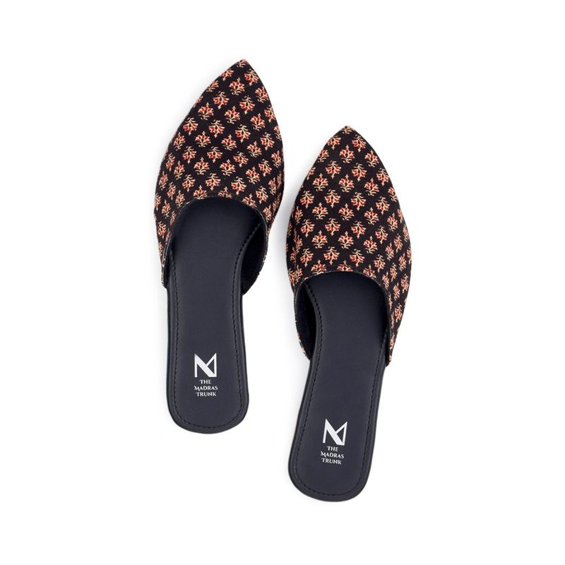The Madras Trunk Floral Black Mules (EURO 36)