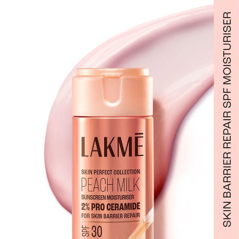 Lakmé Peach Moisturiser with SPF 30 & Ceramide, UV Defense & Barrier Repair, All Skin Types