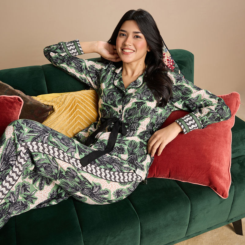 Nykd By Nykaa Style Me Up Rayon Set - NYS904 - Green Print (S)