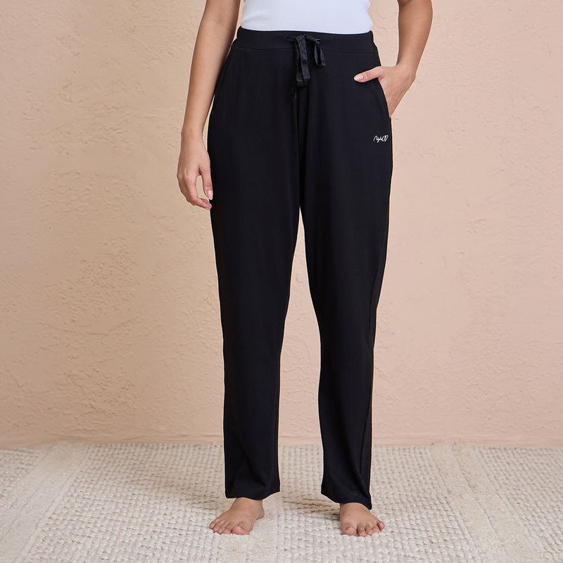Nykd By Nykaa Buttery Soft Modal Cotton Pyjama With Clean Elasticated Waist & Pockets Nys911 Jet Black (2XL)