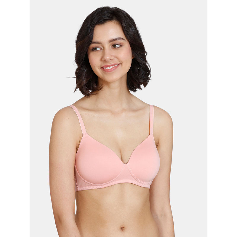 Buy Zivame Padded Non Wired 3-4th Coverage T-Shirt Bra Peach Pearl online
