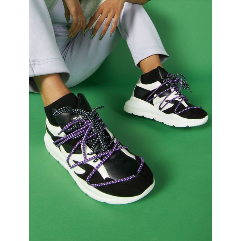 7-10 607 Chunky Black Colorblock Sneakers (EURO 37)