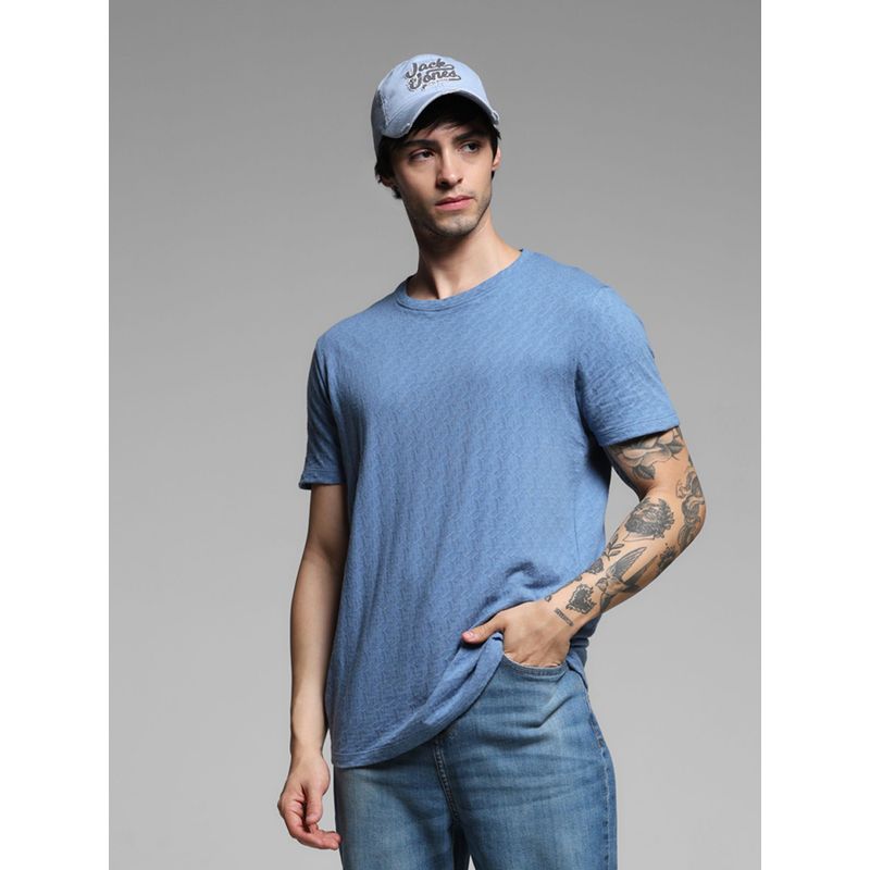 Jack & Jones Men Regular Fit Blue T-Shirt (S)