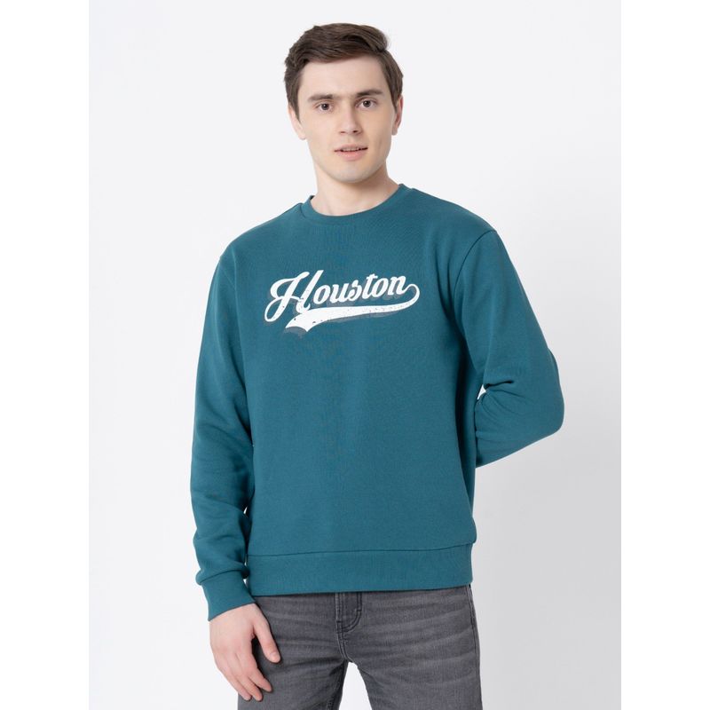 Red Tape Men Turquoise Graphic Print Sweatshirt (XL)