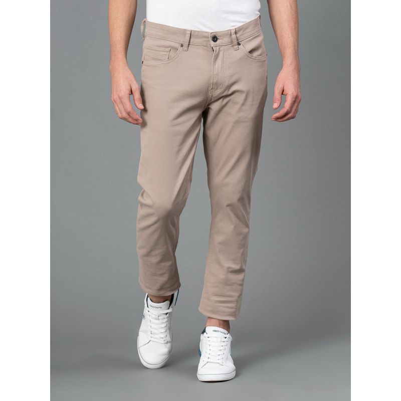 Red Tape Men Ecru Solid Washed Cotton Spandex Skinny Jeans (30)