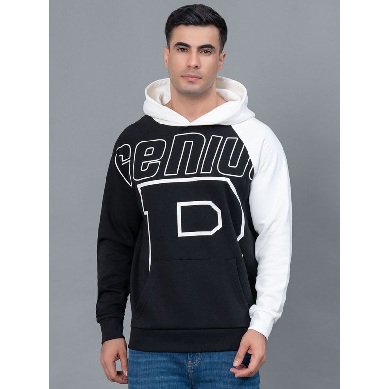 Buy Red Tape Black Typographic Print Cotton Poly Fleece Men s Hoodie Online