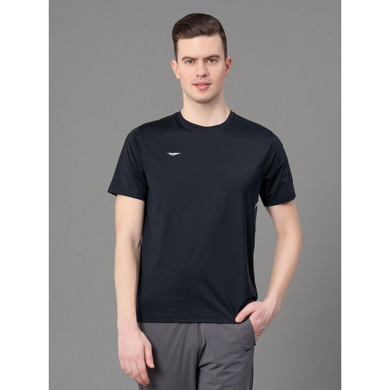 Red Tape Black Nylon Spandex Printed Mens Activewear T-Shirt (XL)