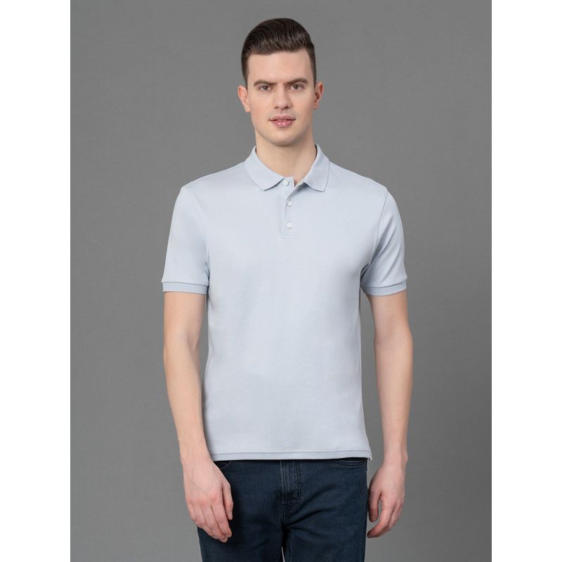 Red Tape Light Blue Solid Pure Cotton Men's T-Shirt (2XL)