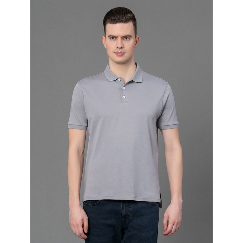 Red Tape Grey Solid Pure Cotton Men's T-Shirt (2XL)