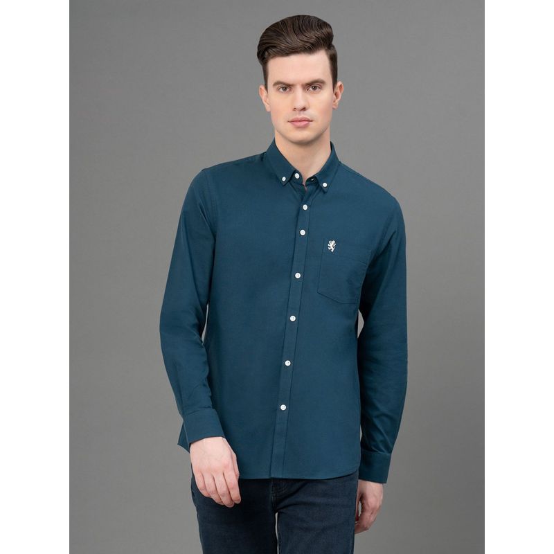 Red Tape Men's Teal Solid Pure Cotton Oxford Shirt (XL)