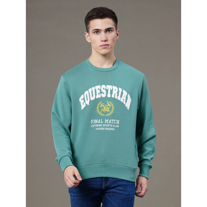 Red Tape Powder Green Typography Cotton Polyester Sweatshirt (L)