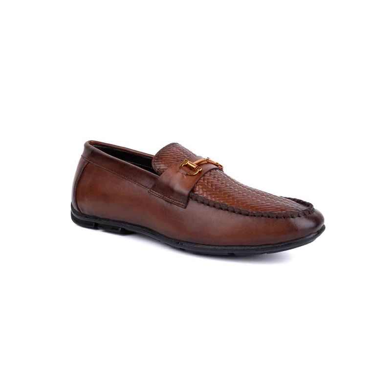 La Botte Men Tan Basket Weave Textured Casual Loafers (EURO 40)