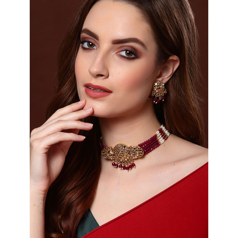 Maroon choker shop necklace online