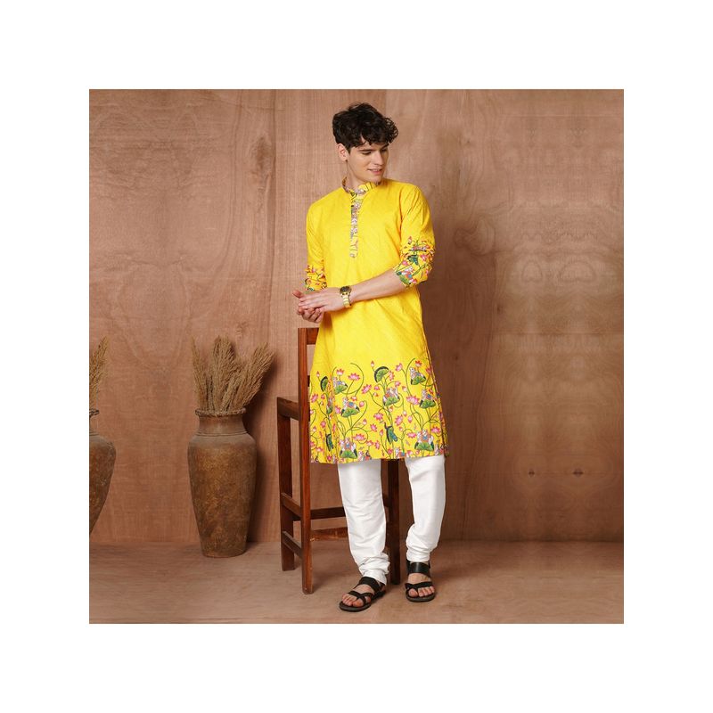 TRYBUY.IN Men Full Sleeves Chikankari Kurta with Pant (S)
