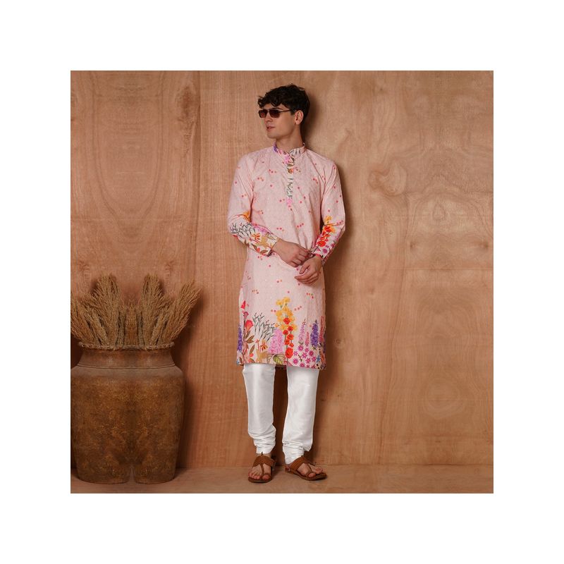 TRYBUY.IN Men Cotton Full Sleeves Chikankari Kurta with Pant (S)