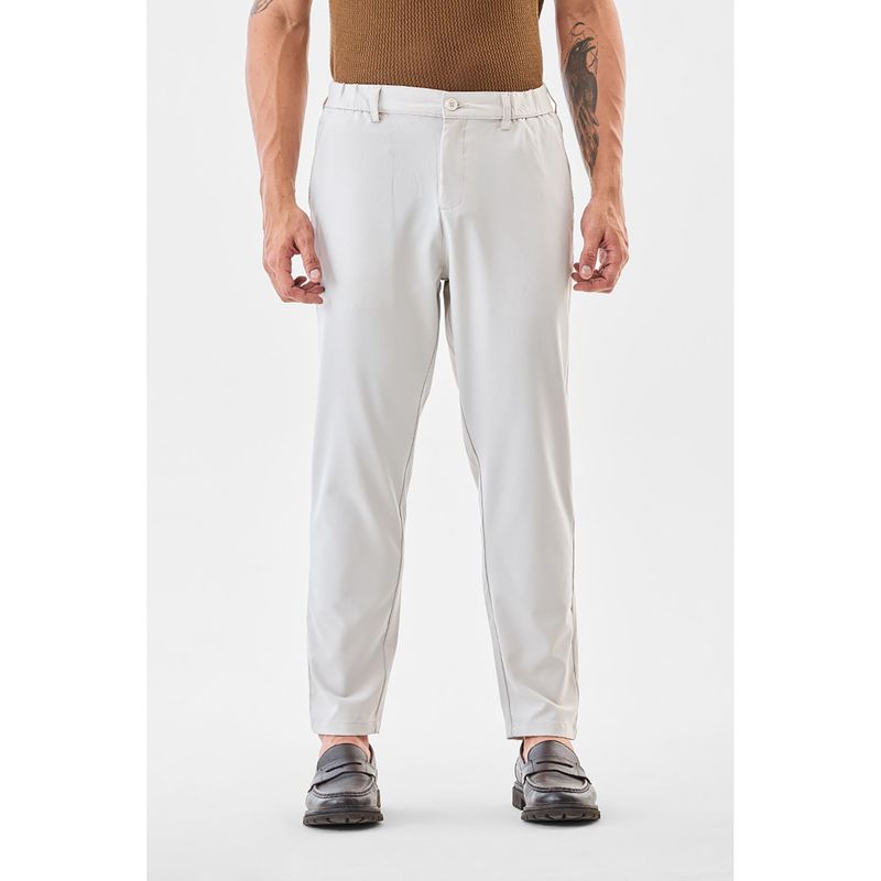 Snitch Men White Textured Formal Slim Trouser (32)