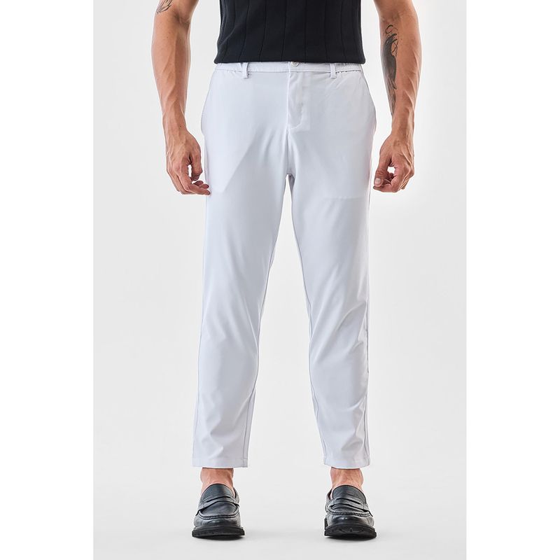 Snitch Men White Textured Formal Slim Trouser (32)