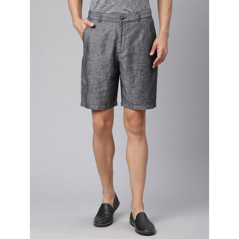 HARSAM Charcoal Solid Regular Fit Shorts (30)