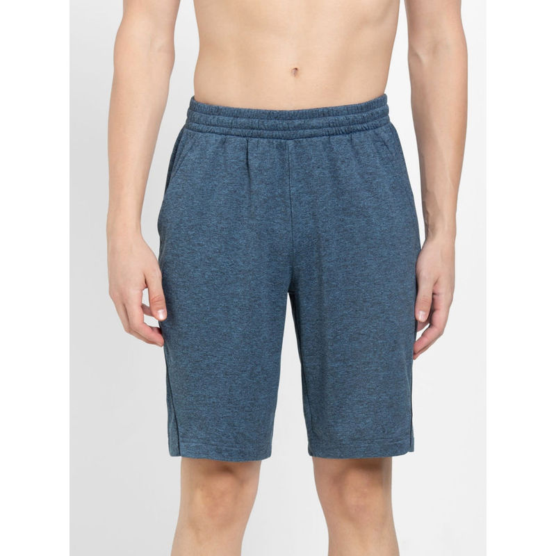 Jockey SP14 Men Soft Touch Microfiber Elastane Solid Active Wear Shorts - Blue Marl (S)