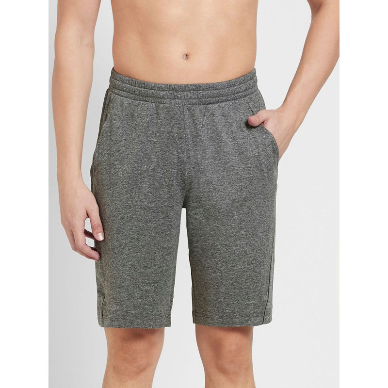 Jockey SP14 Men Soft Touch Microfiber Elastane Solid Active Wear Shorts - Grey Marl (S)