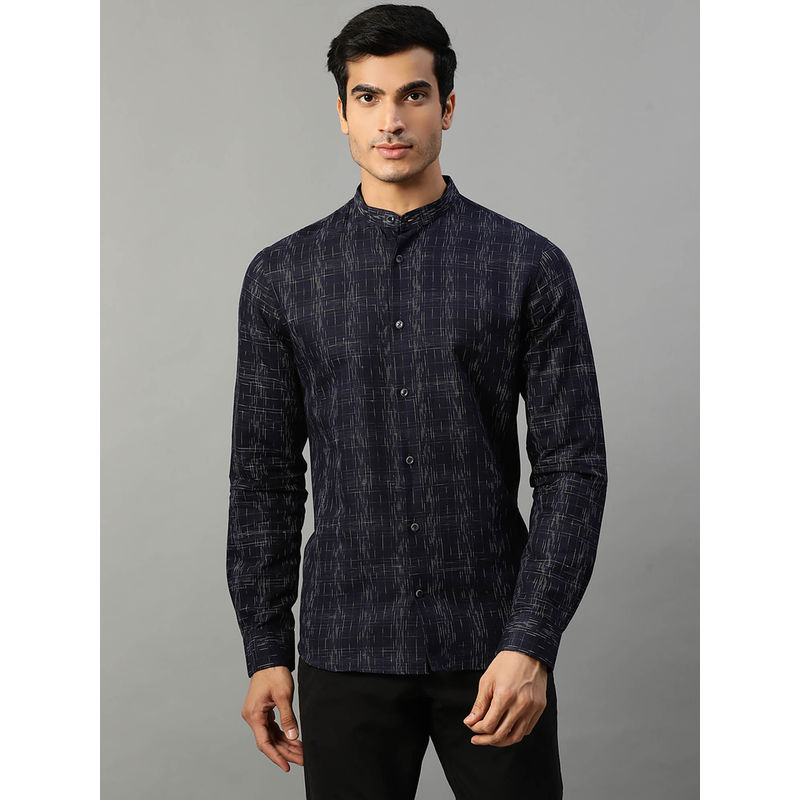 Matinique Navy Blue Checked Shirt Collar Shirt (L)