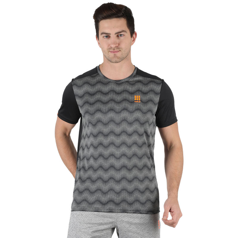 Rock.it Men Black Round Neck Regular Fit Half Sleeve T-Shirt (42)