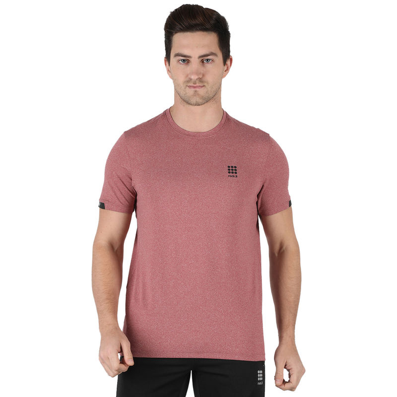 Rock.it Men Red Round Neck Regular Fit Half Sleeve T-Shirt (42)