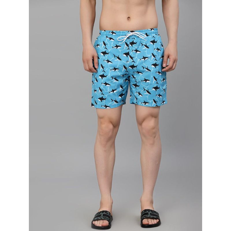 Style Quotient Men Blue Printed Sports Shorts (L)