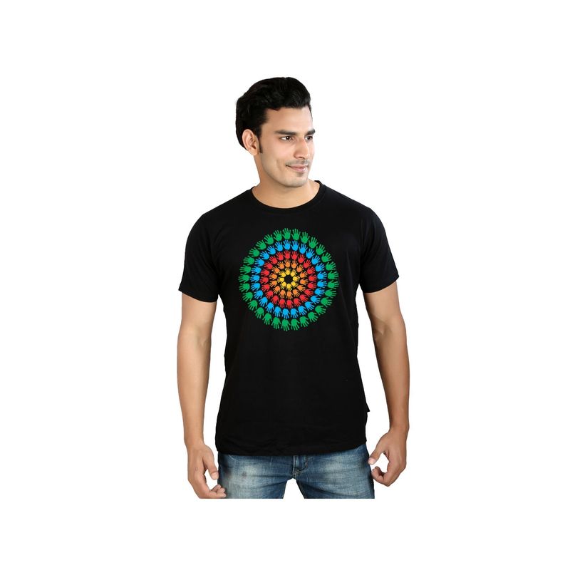 Tantra Black Round Neck Printed T-Shirt (S)