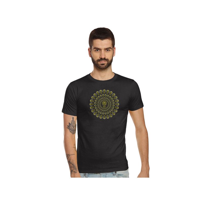 Tantra Black Round Neck Printed T-Shirt (S)
