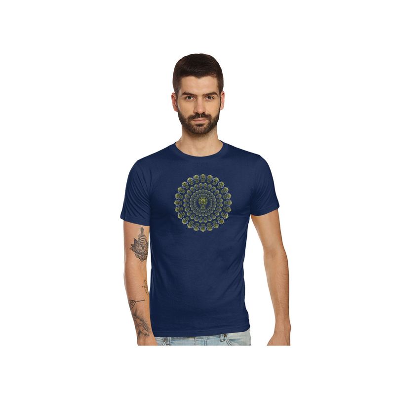 Tantra Navy Blue Round Neck Printed T-Shirt (S)