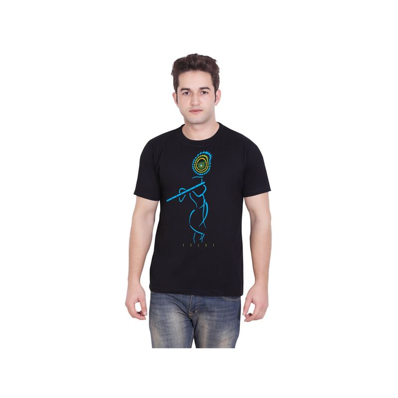 Tantra Black Round Neck Printed T-Shirt (S)