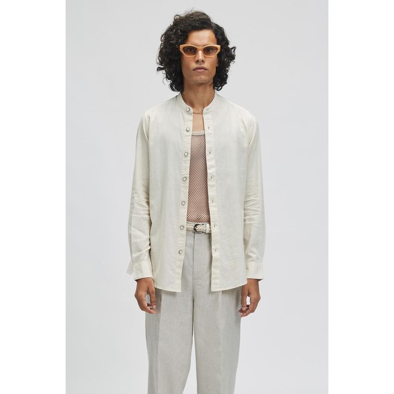 TERRA LUNA Puck Undyed off White Casual Shirt (XL)