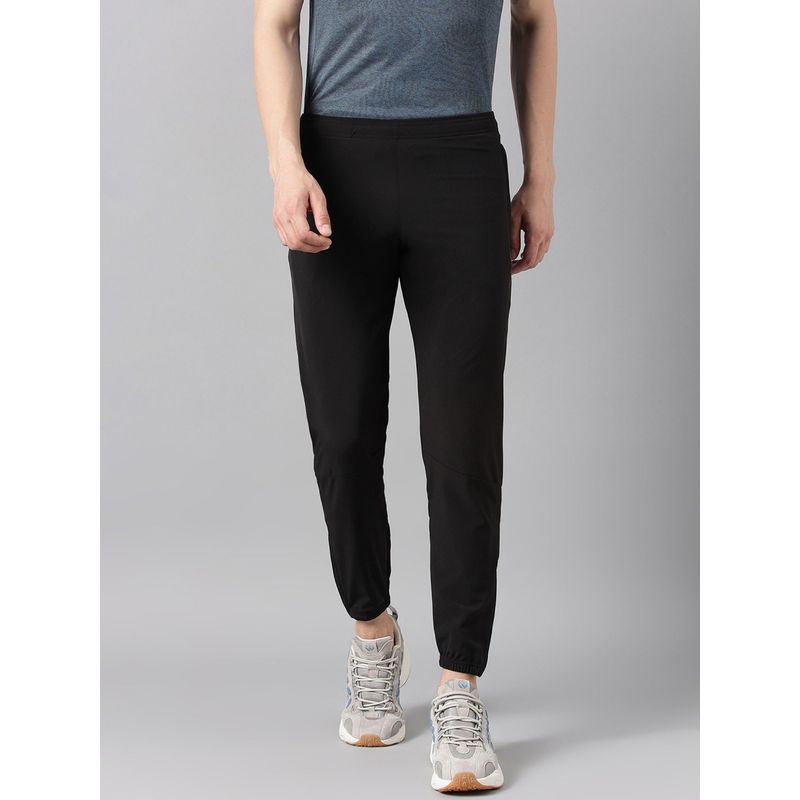 WOODS Solid Black Track Pants for Men (L)