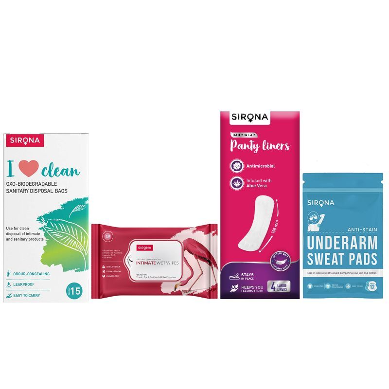 Buy Sirona Intimate Hygiene Essentials (Intimate Wipes, Sweat Pads