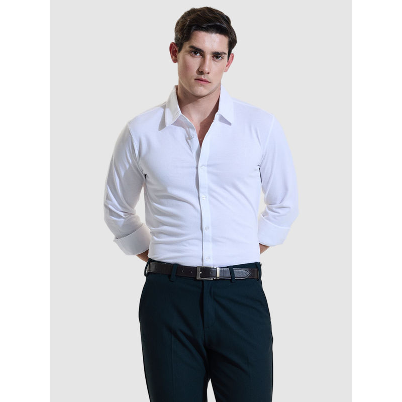 Snitch Men White Solid Formal Shirt (XL)