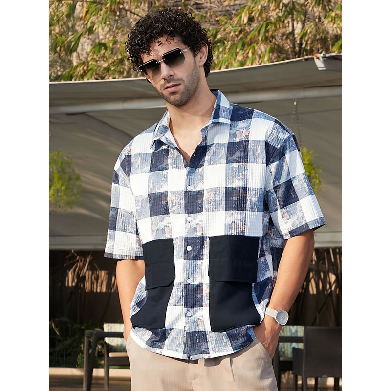 Campus Sutra Men White Checks Casual Shirt (S)