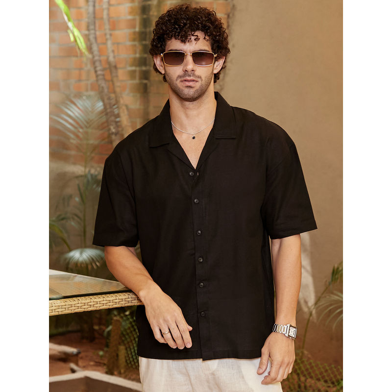 Campus Sutra Men Black Solid Casual Shirt (M)