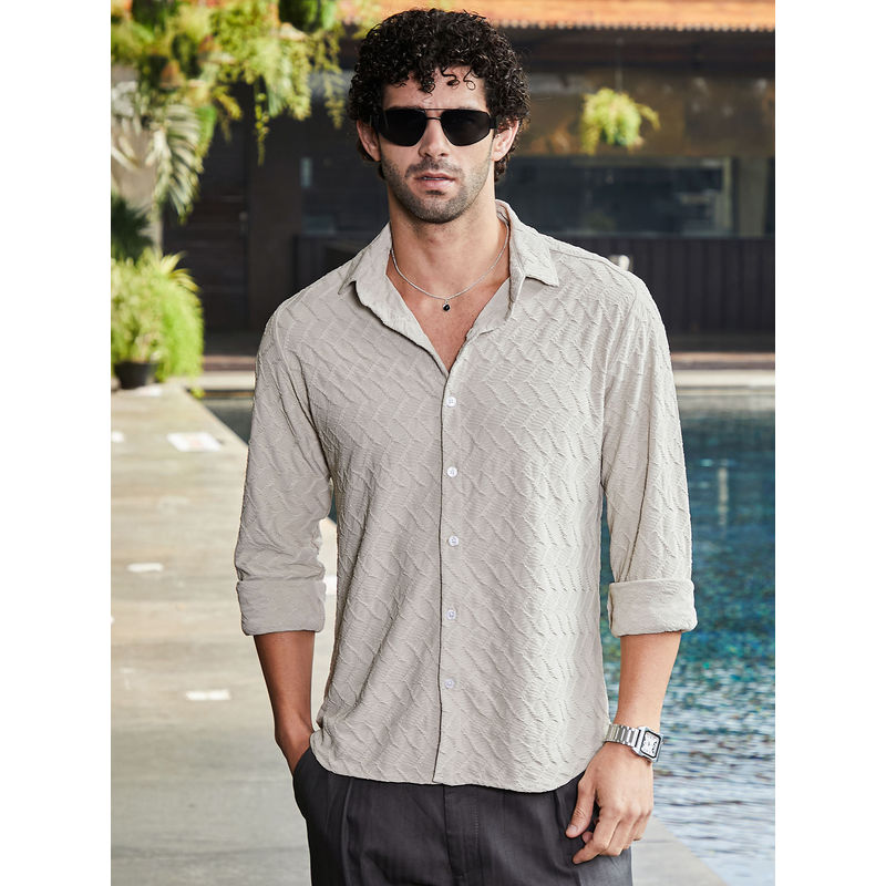 Campus Sutra Men Beige Solid Casual Shirt (S)