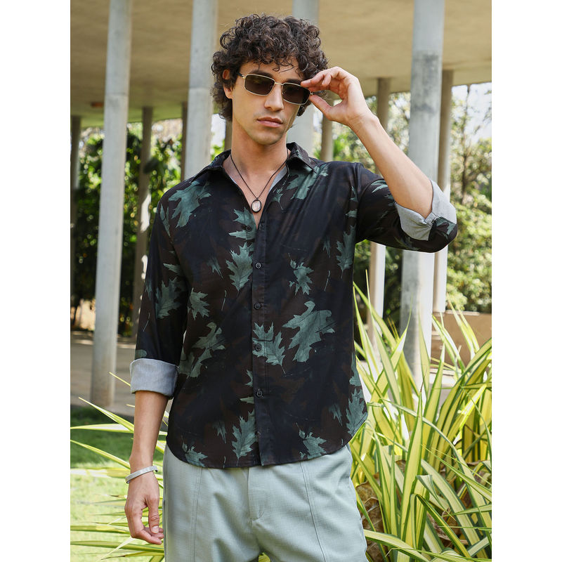 Campus Sutra Men Black Printed Casual Shirt (M)